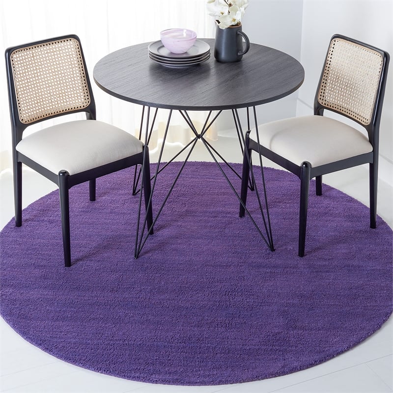 Safavieh Himalaya 6' Round Hand Loomed Wool Pile Rug in Purple