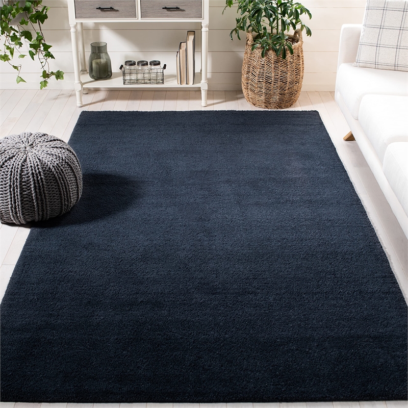 Safavieh Himalaya 4' Square Hand Loomed Wool Pile Rug in Black