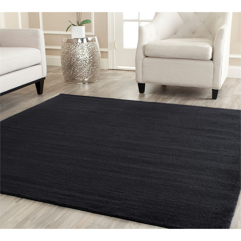 Safavieh Himalaya 4' Square Hand Loomed Wool Pile Rug in Black