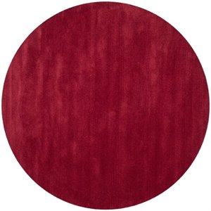 Safavieh Himalaya 4' Round Hand Loomed Wool Pile Rug in Red