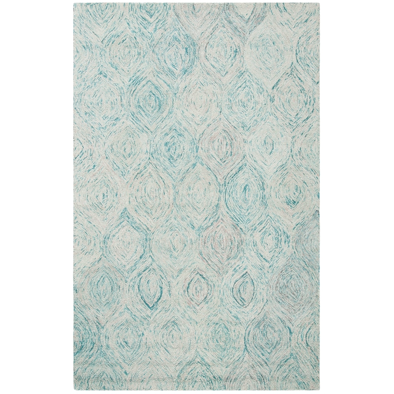 Safavieh Ikat 6' X 9' Hand Tufted Wool Pile Rug in Ivory and Sea Blue