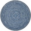 Safavieh Ikat 4' Round Hand Tufted Wool Pile Rug in Dark Blue