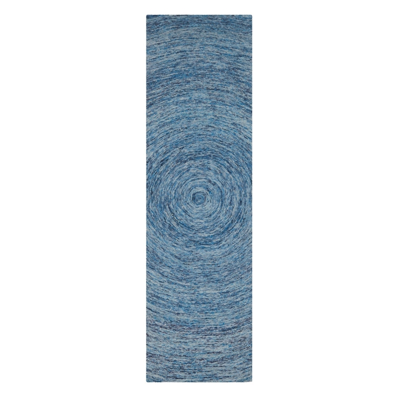Safavieh Ikat 4' Square Hand Tufted Wool Pile Rug in Dark Blue