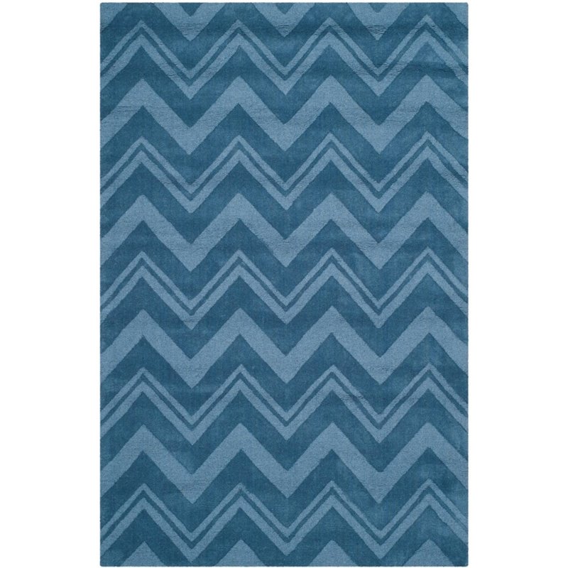 Safavieh Impressions 5' Round Hand Loomed Wool Rug in Blue