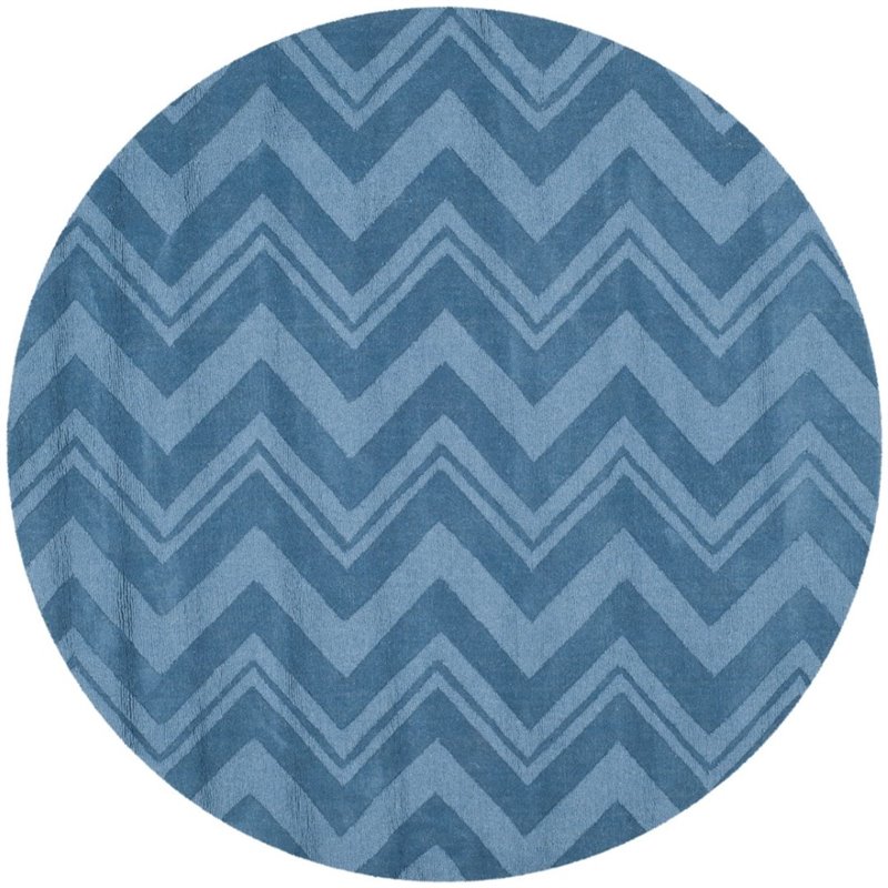 Safavieh Impressions 5' Round Hand Loomed Wool Rug in Blue