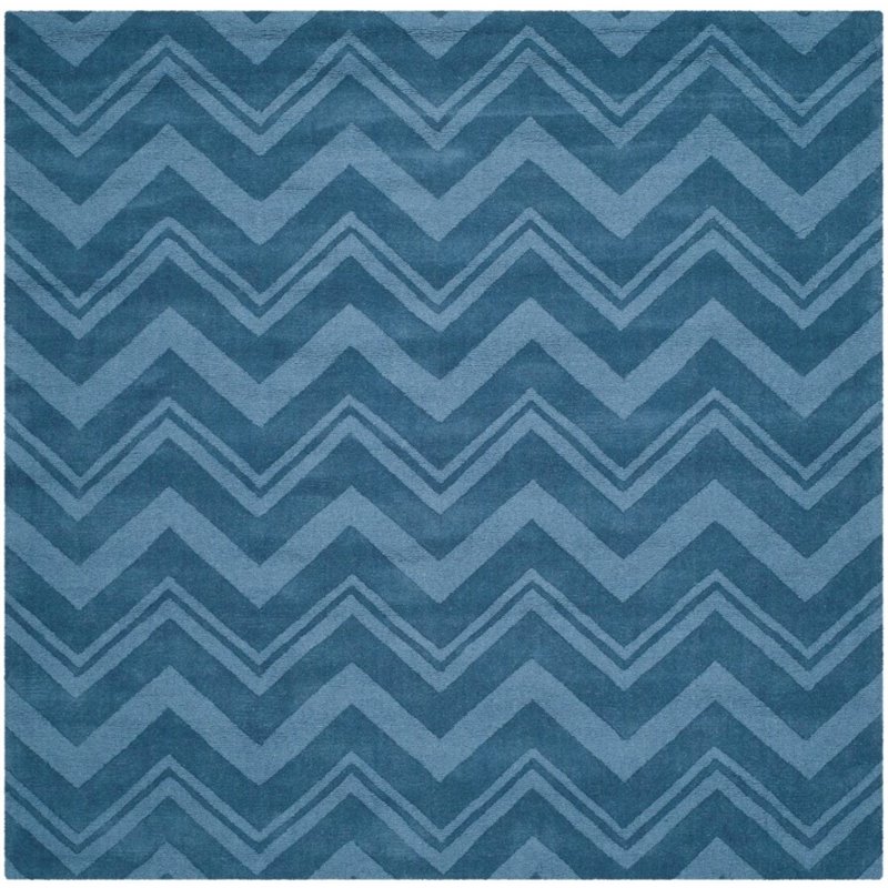 Safavieh Impressions 5' Round Hand Loomed Wool Rug in Blue