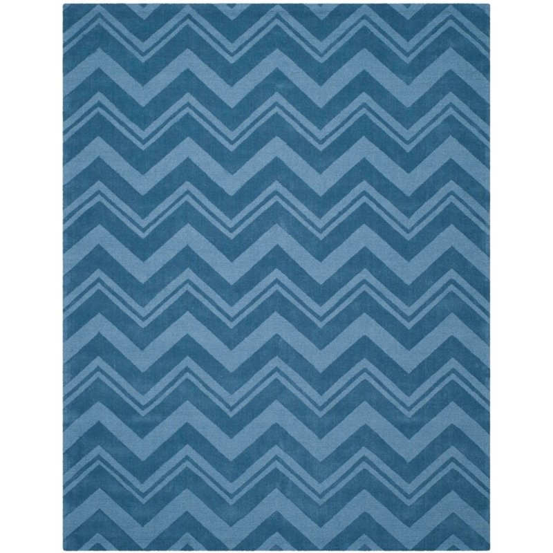 Safavieh Impressions 5' Round Hand Loomed Wool Rug in Blue