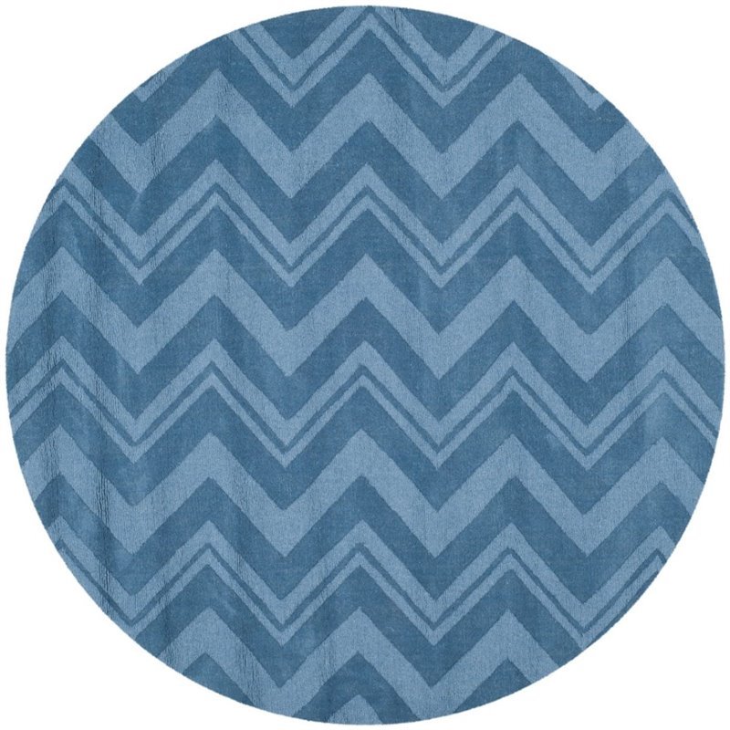 Safavieh Impressions 5' Round Hand Loomed Wool Rug in Blue
