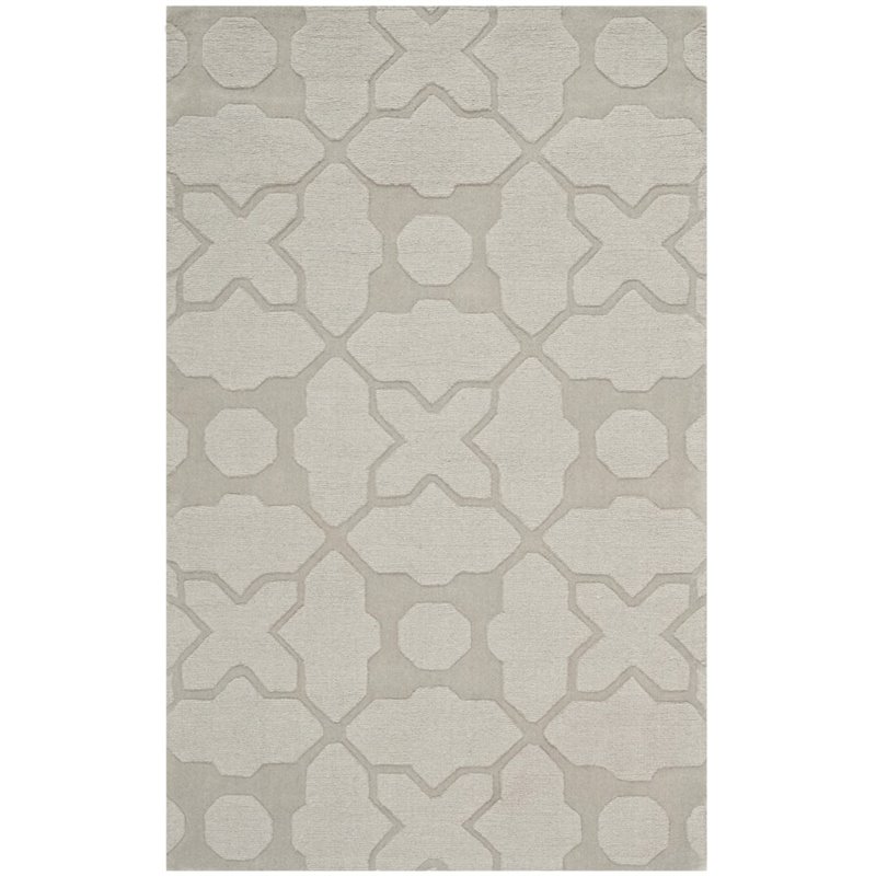 Safavieh Impressions 5' Round Hand Loomed Wool Rug in Silver