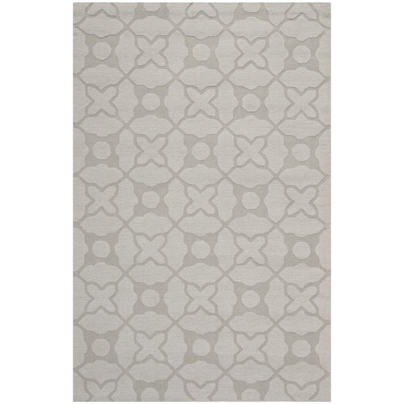 Safavieh Impressions 5' Round Hand Loomed Wool Rug in Silver