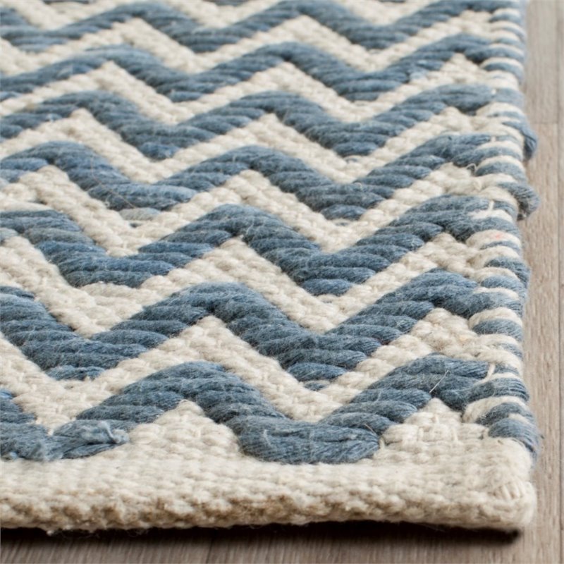 Safavieh Cotton Kilim 5' X 8' Handmade Cotton Rug in Blue and Ivory