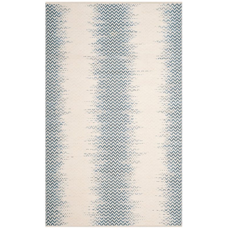 Safavieh Cotton Kilim 5' X 8' Handmade Cotton Rug in Blue and Ivory