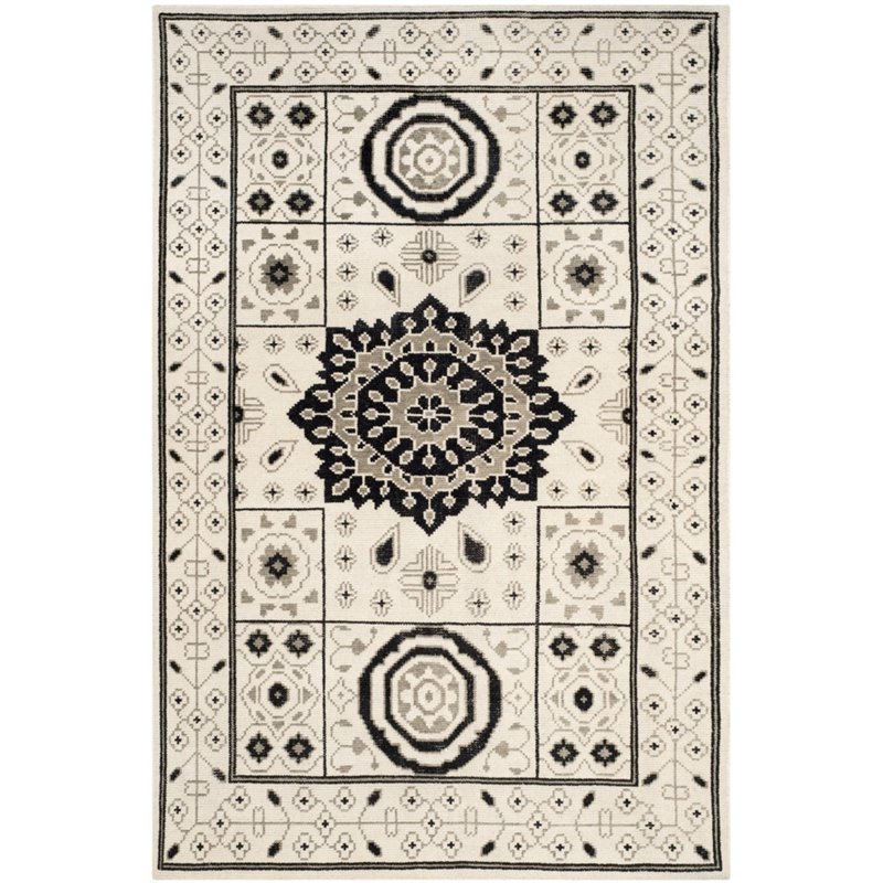 Safavieh Kenya 2' X 3' Hand Knotted Wool Pile Rug in Ivory and Gray