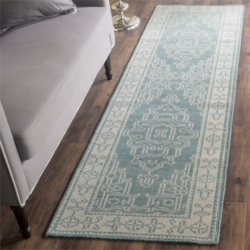 Safavieh Kenya 2' X 3' Hand Knotted Wool Pile Rug in Ivory and Blue