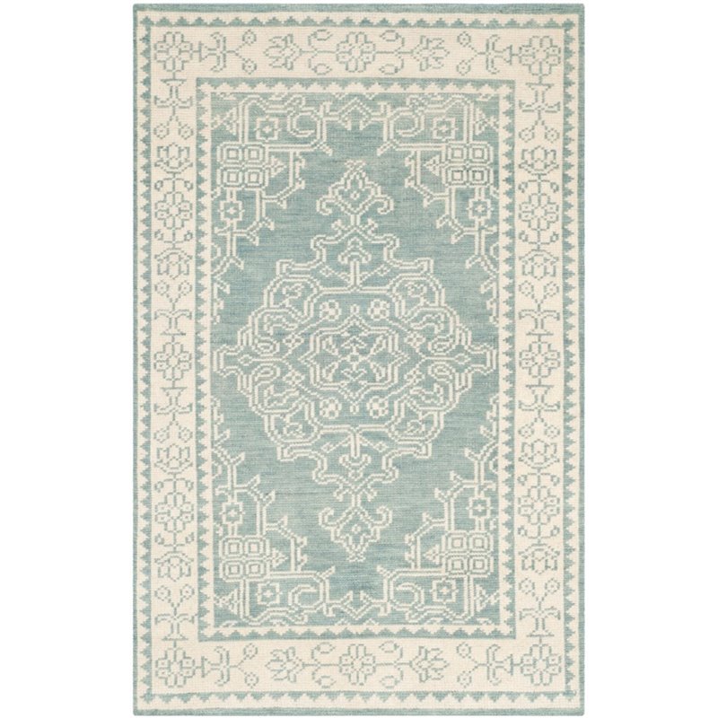 Safavieh Kenya 2' X 3' Hand Knotted Wool Pile Rug in Ivory and Blue