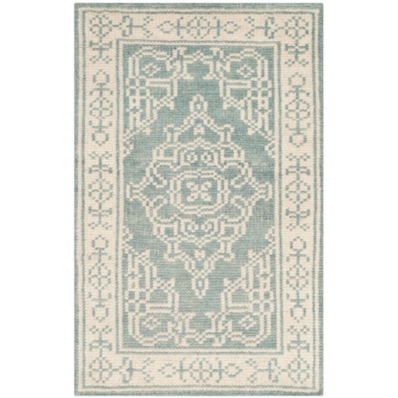 Safavieh Kenya 2' X 3' Hand Knotted Wool Pile Rug in Ivory and Blue