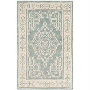 Safavieh Kenya 2' X 3' Hand Knotted Wool Pile Rug in Ivory and Blue