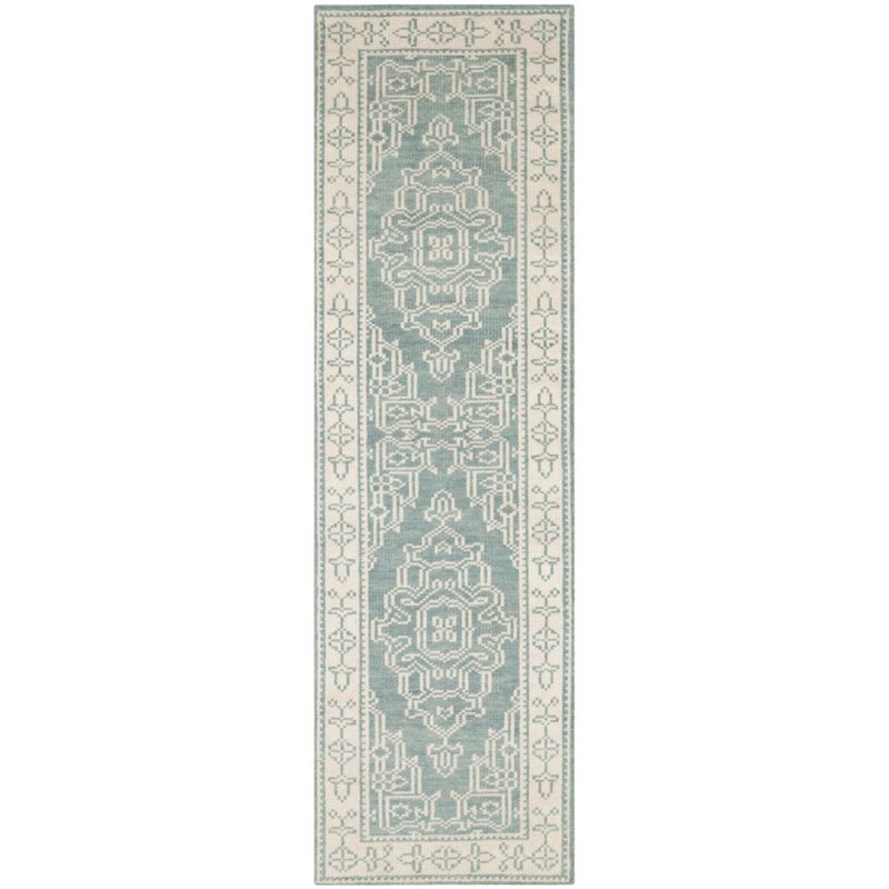 Safavieh Kenya 7' Square Hand Knotted Wool Rug in Ivory and Blue