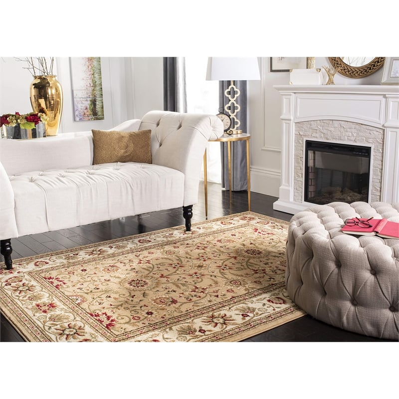 safavieh lyndhurst 12' x 18' power loomed rug in beige and ivory