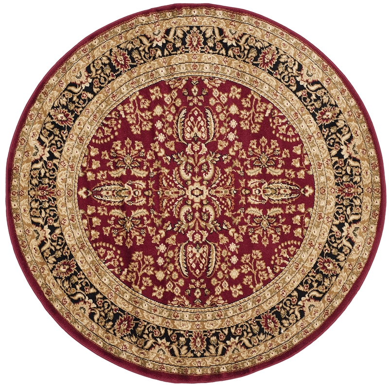 Safavieh Lyndhurst 10' Round Power Loomed Rug in Red and Black