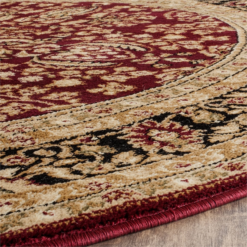 Safavieh Lyndhurst 10' Round Power Loomed Rug in Red and Black