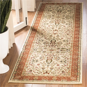 Safavieh Lyndhurst 2'3&quot X 10' Power Loomed Rug in Ivory and Rust