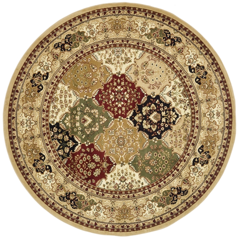 Safavieh Lyndhurst 10' Round Power Loomed Rug in and Black