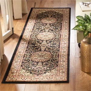 Safavieh Lyndhurst 7' Round Power Loomed Rug in Black and Ivory