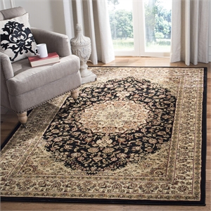 Safavieh Lyndhurst 8' Square Power Loomed Rug in Black and Ivory