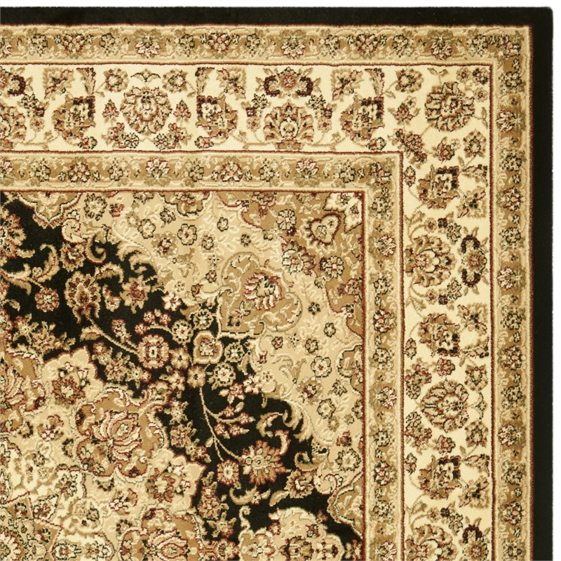 Safavieh Lyndhurst 8' Square Power Loomed Rug in Black and Ivory