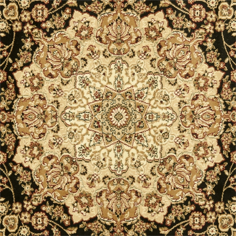Safavieh Lyndhurst 8' Square Power Loomed Rug in Black and Ivory