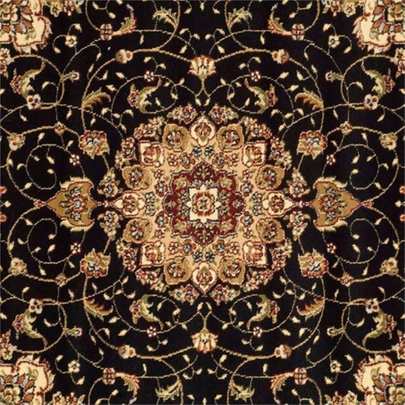 Safavieh Lyndhurst 4' Round Power Loomed Rug in Black and Ivory