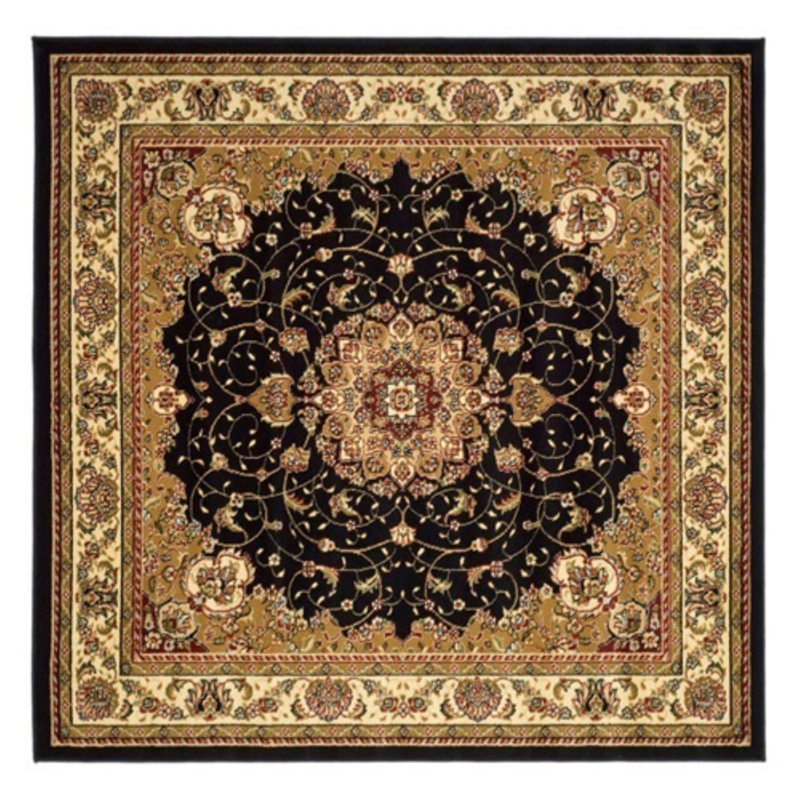 Safavieh Lyndhurst 4' Round Power Loomed Rug in Black and Ivory