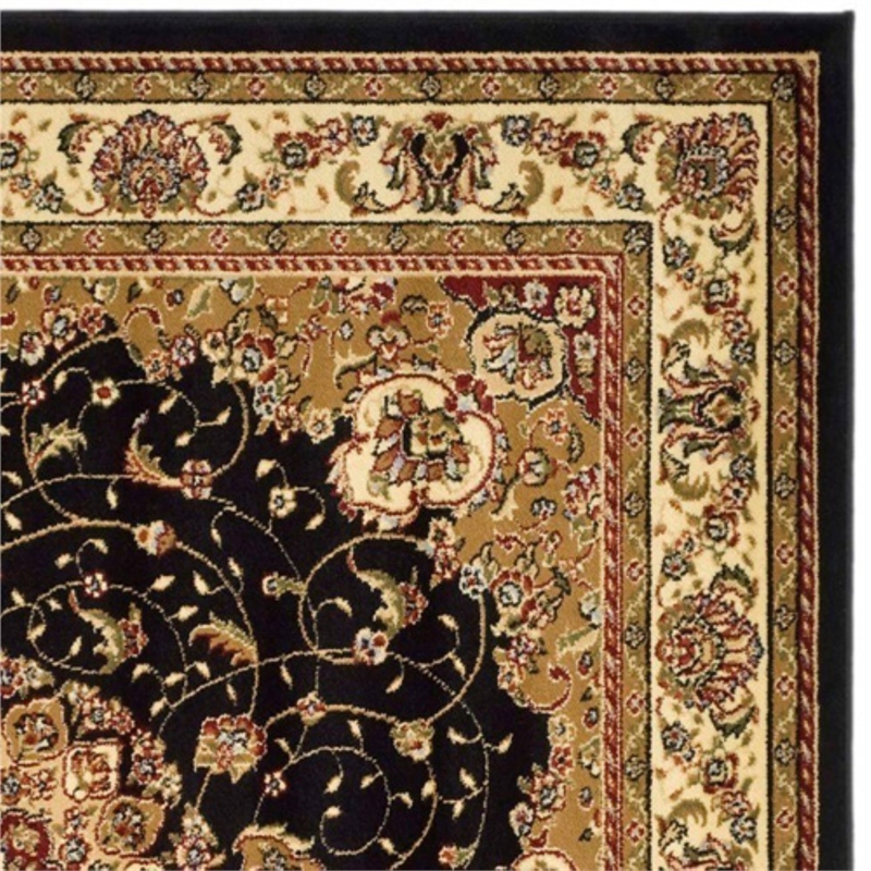 Safavieh Lyndhurst 4' Round Power Loomed Rug in Black and Ivory