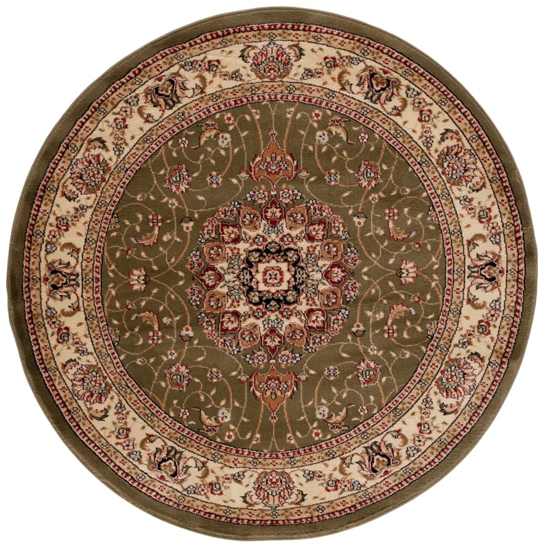 Safavieh Lyndhurst 10' Round Power Loomed Rug in Sage and Ivory