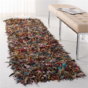 Safavieh Leather Shag 2'3&quot X 9' Hand Knotted Leather Rug
