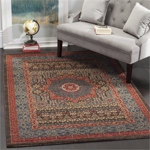 Safavieh Mahal 3' X 5' Power Loomed Polypropylene Rug in Navy and Red