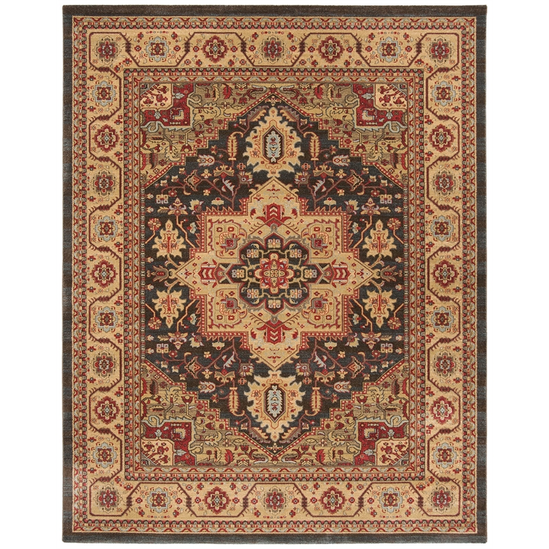 Safavieh Mahal 9' X 12' Power Loomed Rug in Navy and Natural