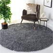 Safavieh Malibu Shag 5' Round Hand Tufted Rug in Charcoal