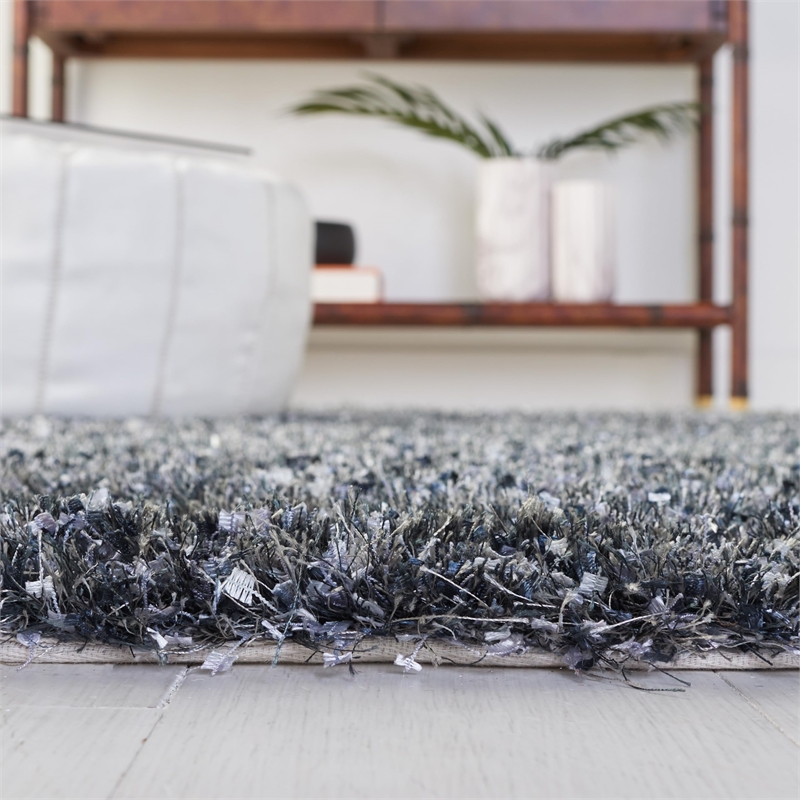 Safavieh Malibu Shag 5' Square Hand Tufted Rug in Charcoal