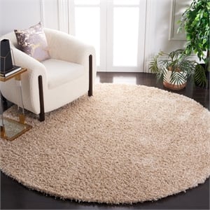 Safavieh Malibu Shag 5' Round Hand Tufted Rug in Natural