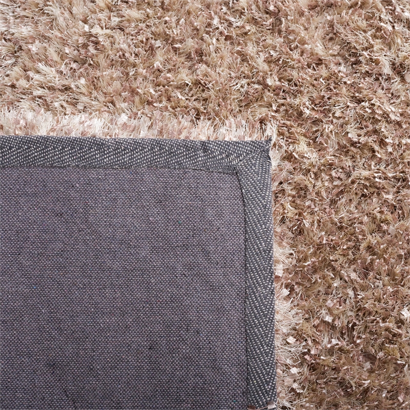 Safavieh Malibu Shag 5' Square Hand Tufted Rug in Natural