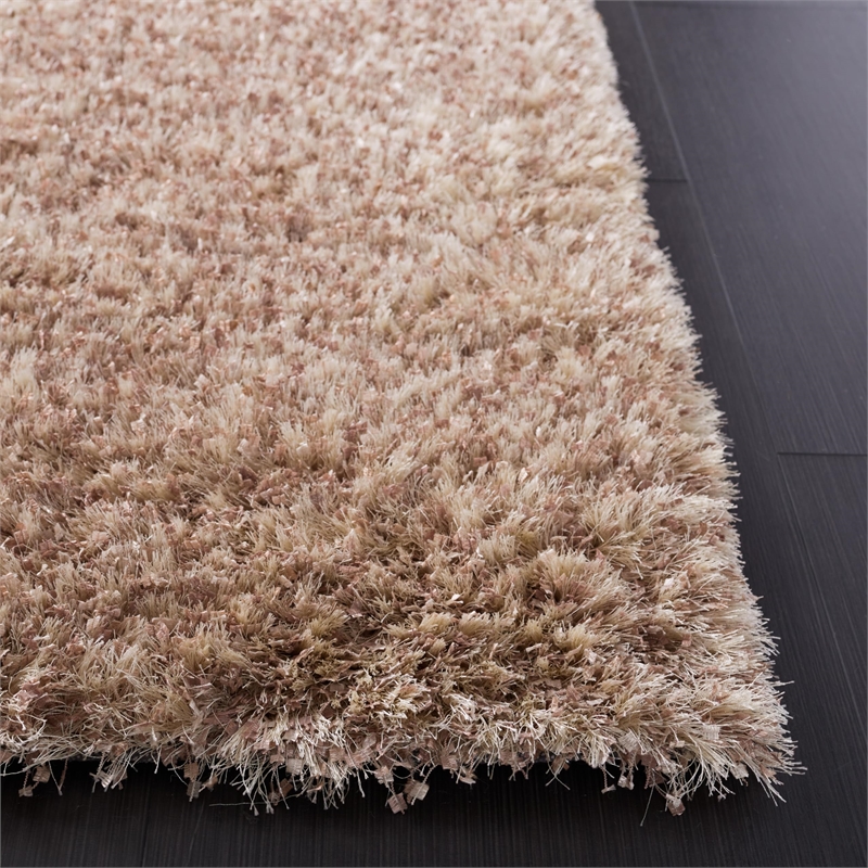 Safavieh Malibu Shag 5' Square Hand Tufted Rug in Natural
