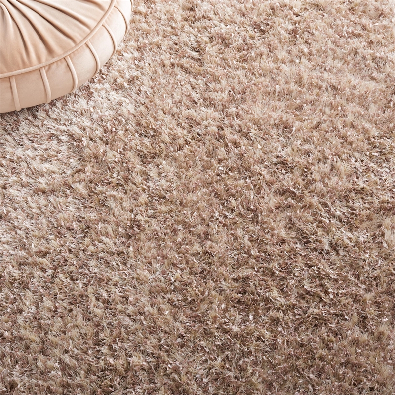 Safavieh Malibu Shag 5' Square Hand Tufted Rug in Natural