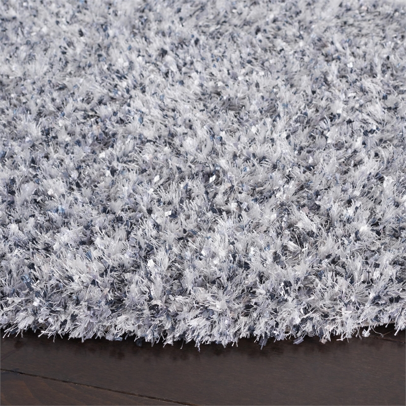 Safavieh Malibu Shag 5' Round Hand Tufted Rug in Silver