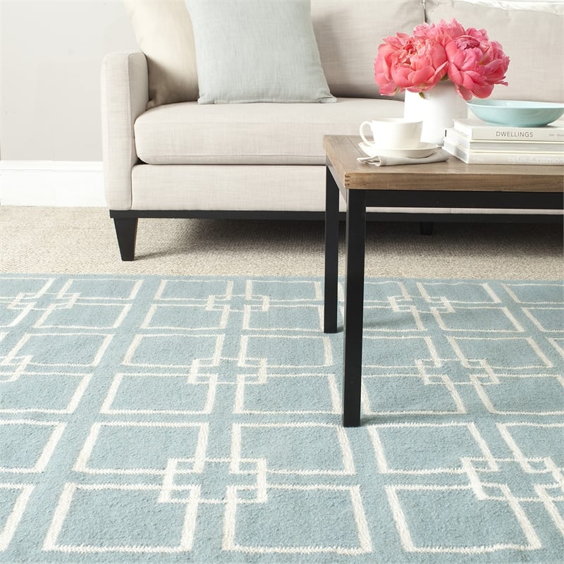 Safavieh Martha Stewart 7' Square Flatweave Rug in Geyser Blue
