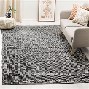 Safavieh Montauk 4' X 6' Hand Woven Cotton Rug in Ivory and Dark Gray