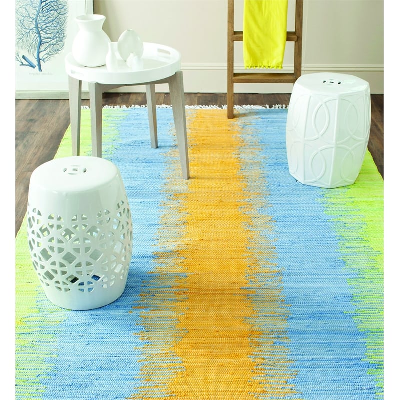 Safavieh Montauk 6' X 9' Hand Woven Cotton Pile Rug in Green and Gold