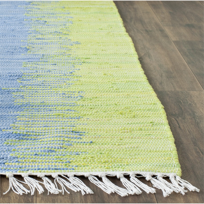 Safavieh Montauk 6' X 9' Hand Woven Cotton Pile Rug in Green and Gold