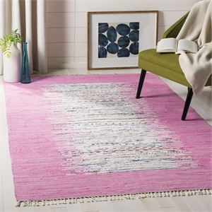 Safavieh Montauk 6' X 9' Hand Woven Cotton Pile Rug in Ivory and Pink